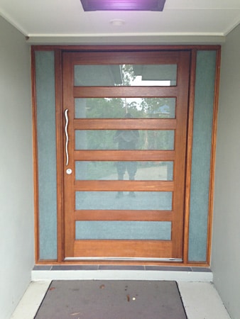 Frosted window film installed on a front door for a Gold Coast home