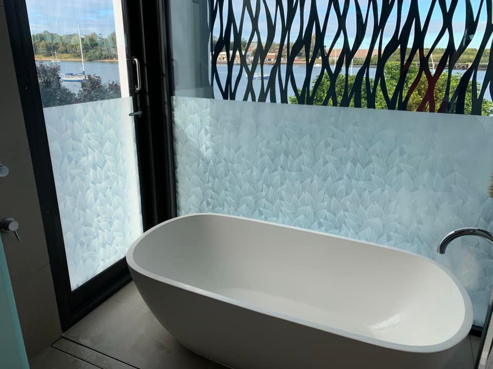 Bathroom with frosted film