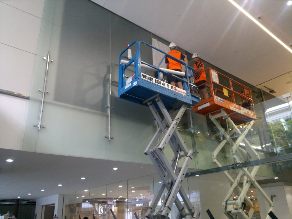 Window tinting installation in a commercial property